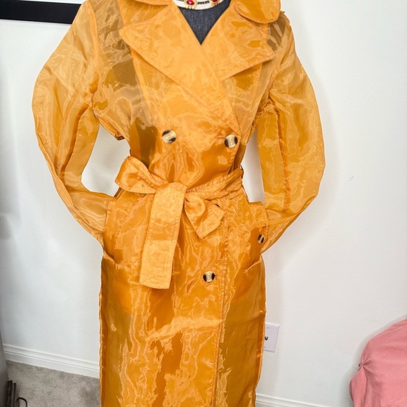7 For All Mankind Orange Trench Coat - Picture 4 of 8